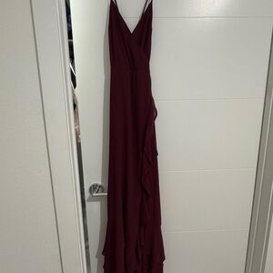 Lulu's Deep Burgundy Strappy Back Maxi Dress